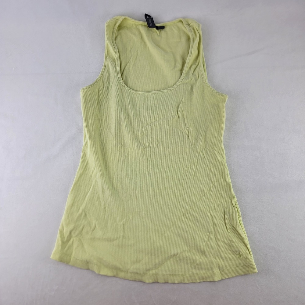 Sweaty Betty London Ribbed Tank Top Yellow Green Scoop Neck Medium
